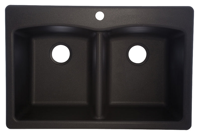 Franke EDOX33229-1 Kitchen Sink, 33 in OAW, 9 in OAH, 22 in OAD, Granite, Onyx, Top