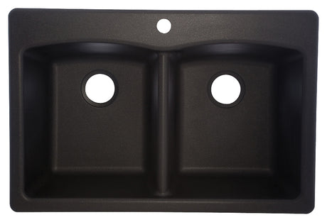 Franke EDOX33229-1 Kitchen Sink, 33 in OAW, 9 in OAH, 22 in OAD, Granite, Onyx, Top