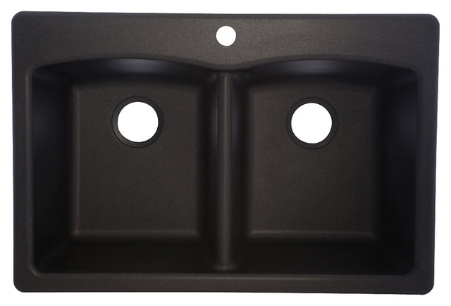 Franke EDOX33229-1 Kitchen Sink, 33 in OAW, 9 in OAH, 22 in OAD, Granite, Onyx, Top