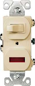 Eaton Wiring Devices 277V-BOX Combination Toggle Switch, 15 A, 120/277 V, Screw Terminal, Steel Housing Material, Ivory