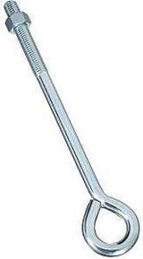 National Hardware N347-690 Series Eye Bolt, 12 in OAL, 5/8 in Thread, 3-3/4 in L Thread, 1-1/4 in ID Dia Eye, Steel