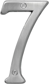 Hy-Ko Prestige Series BR-43SN/7 House Number, Character: 7, 4 in H Character, Nickel Character, Brass, Pack of 3