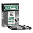Dixon Ticonderoga 49400 Lumber Crayon, Black, 1/2 in Dia, 4-1/2 in L, Pack of 12