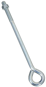National Hardware N347-708 Series Eye Bolt, 14 in OAL, 5/8 in Thread, 3-3/4 in L Thread, 1-1/4 in ID Dia Eye, Steel