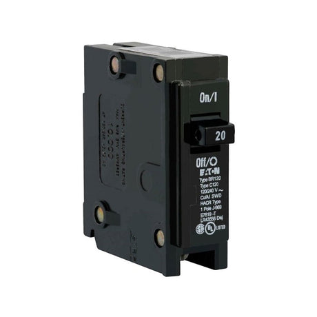 Cutler-Hammer BR120 Circuit Breaker, Mini, Type BR, 20 A, 1 -Pole, 120/240 V, Plug Mounting