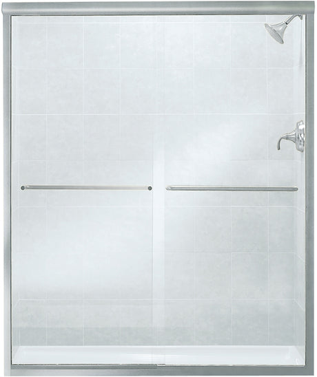 Sterling 5475-59S-G05 Shower Door, Silver Frame, Clear Glass, Tempered Glass, Frameless Frame, Aluminum Frame