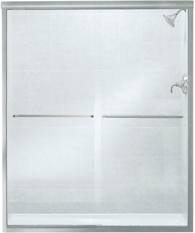 Sterling 5475-59S-G05 Shower Door, Silver Frame, Clear Glass, Tempered Glass, Frameless Frame, Aluminum Frame