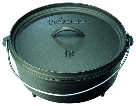 Lodge L10CO3 Camp Dutch Oven, 4 qt Capacity, Cast Iron, Black, Bail Handle