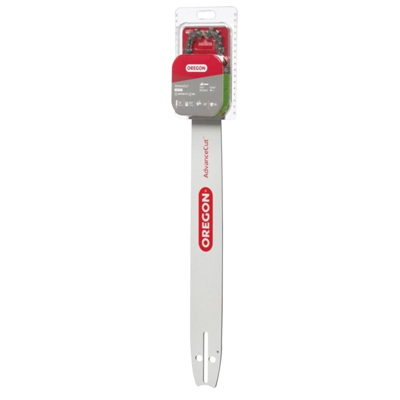 Oregon AdvanceCut 30159 Bar and Chain Combo, Small Bar Nose Radius, 66-Drive Link, 72V Chain, 3/8 in TPI/Pitch