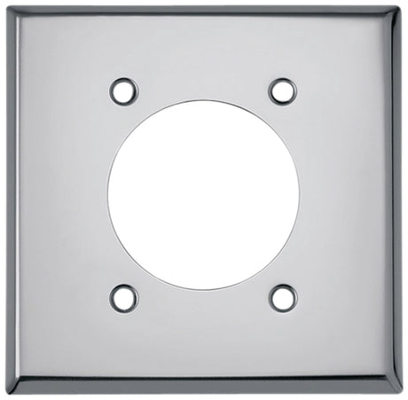 Eaton Wiring Devices 68-BOX Series Power Outlet Wallplate, Standard-Size, 4-1/2 in L, 4-9/16 in W, 2-Gang, Chrome