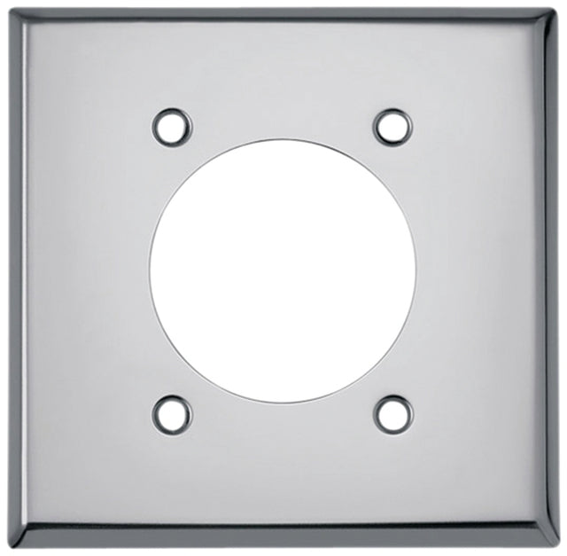Eaton Wiring Devices 68-BOX Series Power Outlet Wallplate, Standard-Size, 4-1/2 in L, 4-9/16 in W, 2-Gang, Chrome