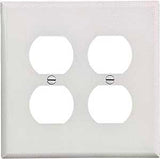 Eaton Wiring Devices PJ82W Series Duplex and Single Receptacle Wallplate, Mid-Size, 4-7/8 in L, 4-15/16 in W, 2-Gang