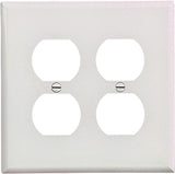 Eaton Wiring Devices PJ82W Series Duplex and Single Receptacle Wallplate, Mid-Size, 4-7/8 in L, 4-15/16 in W, 2-Gang