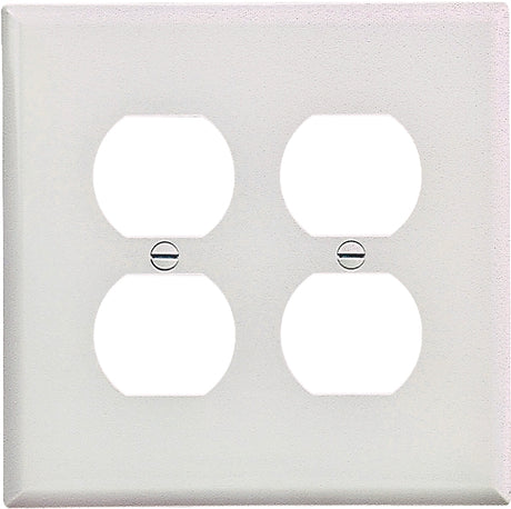 Eaton Wiring Devices PJ82W Series Duplex and Single Receptacle Wallplate, Mid-Size, 4-7/8 in L, 4-15/16 in W, 2-Gang