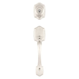 Kwikset 96870-099 Handleset, 3 Grade, Brass, Satin Nickel, 2-3/8 x 2-3/4 in Backset, KW1 Keyway, 1-3/4 in Thick Door