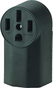 Eaton Cooper Wiring 1212 Power Receptacle, Surface Mounting, 3-Pole, 125/250 V, 50 A, NEMA: NEMA 14-50R, Black