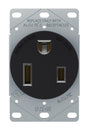 Eaton Cooper Wiring 1254-BOX Power Receptacle, 2-Pole, 250 V, 50 A, NEMA: NEMA 6-50R, Black