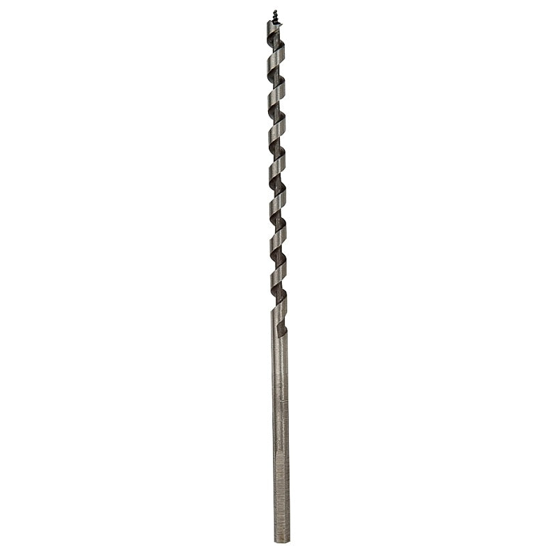 Irwin 49904 Power Drill Auger Bit, 1/4 in Dia, 7-1/2 in OAL, Solid Center Flute, 1-Flute, 7/32 in Dia Shank, Hex Shank