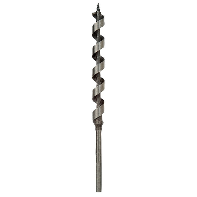 Irwin 49908 Power Drill Auger Bit, 1/2 in Dia, 7-1/2 in OAL, Solid Center Flute, 1-Flute, 7/32 in Dia Shank, Hex Shank