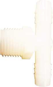 Anderson Metals 53772-0406 Hose Tee, 1/4 in, Barb, 1/4 x 3/8 in, Barb x MPT, Nylon, Pack of 10