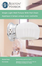 Boston Harbor W39CH01LS-34473L Bracket Wall Light Fixture, 60 W, 1-Lamp, A19 or CFL Lamp, Steel Fixture, Chrome Fixture