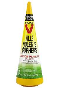 Victor M6006 Mole and Gopher Poison Peanut, Granular, Solid, Garlic, Black/Dark Gray, 6 oz Container