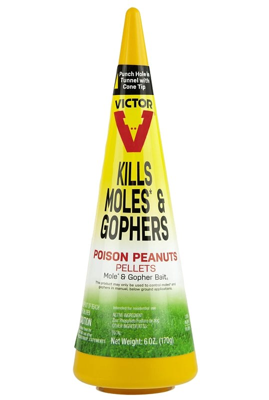 Victor M6006 Mole and Gopher Poison Peanut, Granular, Solid, Garlic, Black/Dark Gray, 6 oz Container