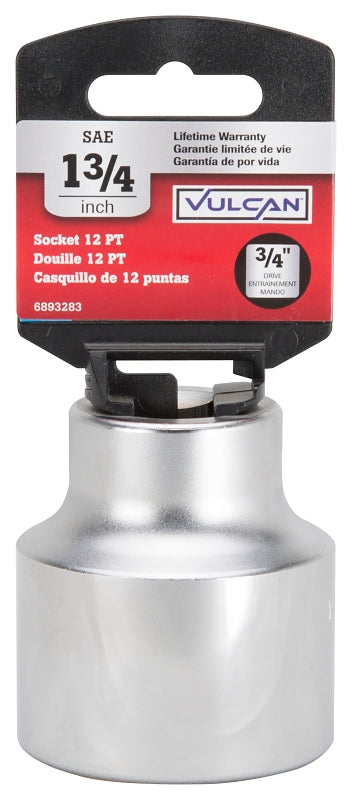 Vulcan MT-SS6056 Drive Socket, 1-3/4 in Socket, 3/4 in Drive, 12-Point, Chrome Vanadium Steel, Chrome