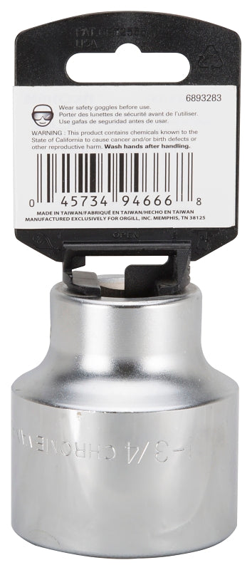 Vulcan MT-SS6056 Drive Socket, 1-3/4 in Socket, 3/4 in Drive, 12-Point, Chrome Vanadium Steel, Chrome