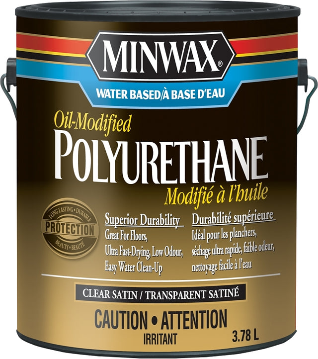 Minwax CM7103300 Interior Varnish, Satin, Liquid, Clear, 3.78 L, Can, Pack of 2