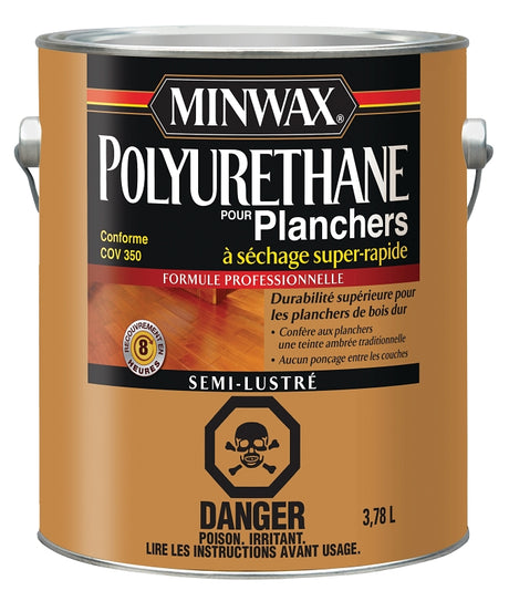 Minwax CM1302400 Super Fast Drying Polyurethane, Semi-Gloss, Liquid, Clear, 3.78 L, Pack of 2