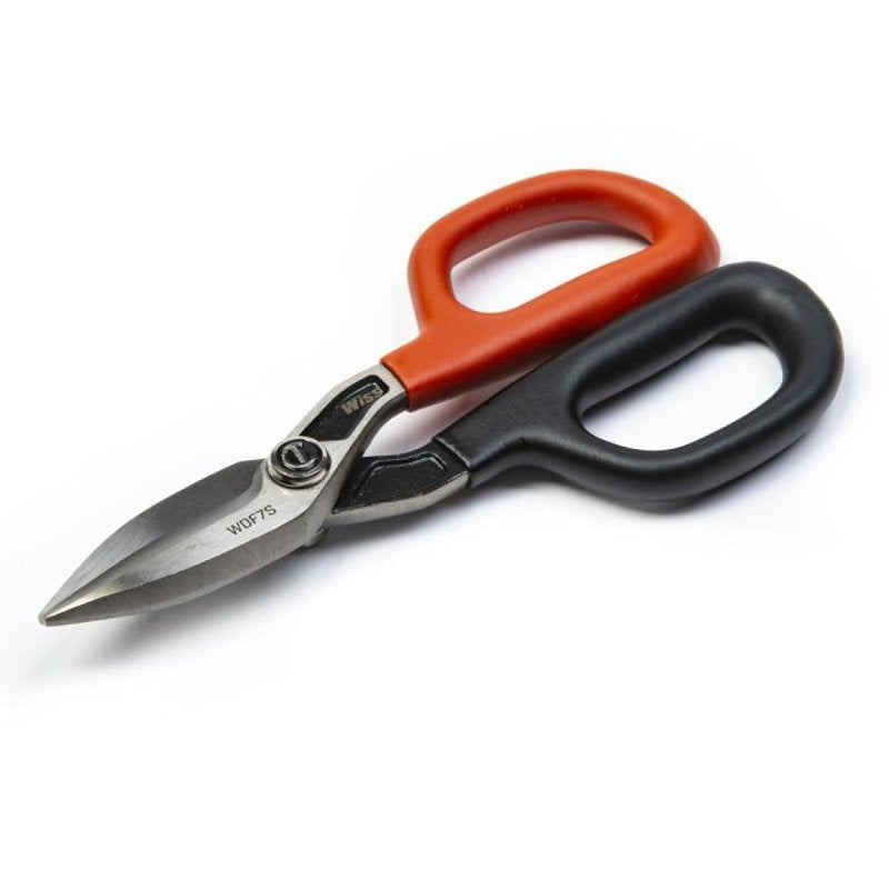 Crescent Wiss WDF7S Tinner Snip, 7.2 in OAL, 1.62 in L Cut, Long, Straight Cut, Steel Blade, Black/Rawhide Handle