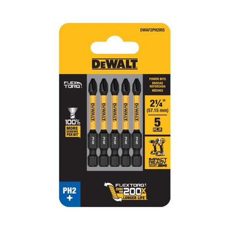 DeWalt FlexTorq Phillips #2 X 2-1/4 in. L Screwdriver Bit Steel 5 pc