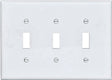 Eaton PJ3W Wallplate, 6-3/4 in L, 4.83 in W, 3-Gang, Polycarbonate, White, High-Gloss, Pack of 15