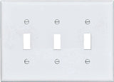Eaton PJ3W Wallplate, 6-3/4 in L, 4.83 in W, 3-Gang, Polycarbonate, White, High-Gloss, Pack of 15