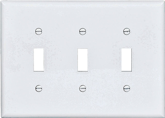 Eaton PJ3W Wallplate, 6-3/4 in L, 4.83 in W, 3-Gang, Polycarbonate, White, High-Gloss, Pack of 15