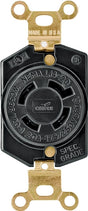 Eaton Wiring Devices L1420R Single Receptacle, Flush Mounting, 3-Pole, 125/250 V, 20 A, Back and Side Wiring, Black
