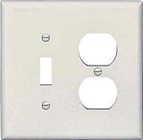 Eaton Wiring Devices PJ18W Combination Wallplate, 4-7/8 in L, 4-15/16 in W, 2 -Gang, Polycarbonate, White
