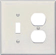 Eaton Wiring Devices PJ18W Combination Wallplate, 4-7/8 in L, 4-15/16 in W, 2 -Gang, Polycarbonate, White