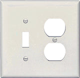Eaton Wiring Devices PJ18W Combination Wallplate, 4-7/8 in L, 4-15/16 in W, 2 -Gang, Polycarbonate, White