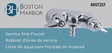 Boston Harbor RS207 Bath Faucet, 2-Handle, Lever Handle, Brass, Chrome Plated, Wall Mounting, Round Spout