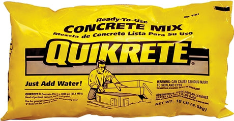 Quikrete 1101-10 Concrete Mix, Brown/Gray, Granular, 10 lb Bag, Pack of 6