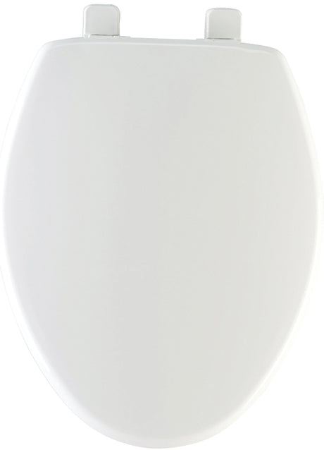 Mayfair 180SLOW000 Toilet Seat, Elongated, Plastic, White, Hex-Tite Hinge