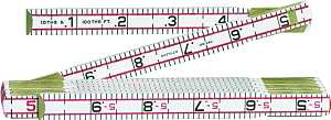 Crescent Lufkin Red End Series 1066DN Engineer's Scale Rule, Regular, 1/10ths, 1/100ths, Feet Graduation, Wood, White