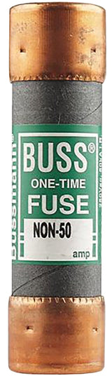 Bussmann NON-50 Fuse, 50 A, 250 VAC, 125 VDC, 50 kA Interrupt, Melamine Body, Cartridge Fuse, 10/PK, Pack of 10