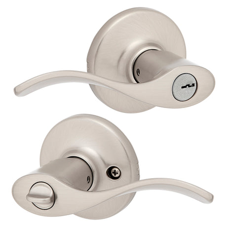 Kwikset 405BL 15 6AL Entry Lever, Thumbturn Lock, Satin Nickel, Zinc, Residential, Reversible Hand, 3 Grade, Pack of 4