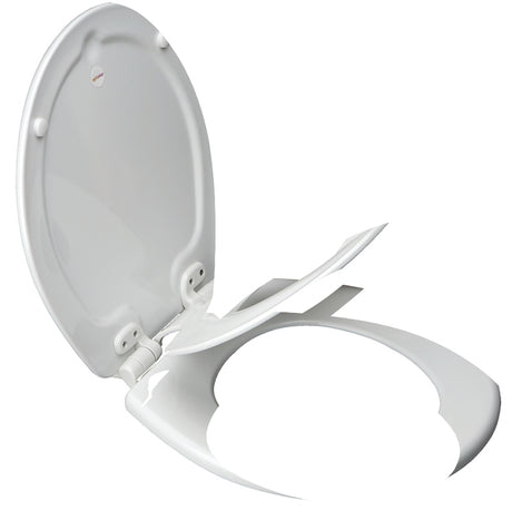 Bemis 83SLOWA Toilet Seat, 16-1/2 in L, 2.38 in W, 10 in H, Round, Wood, White, Twist Hinge