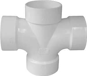 IPEX 192181 Double Sanitary Pipe Tee, 3 x 3 x 2 x 2 in, Hub, PVC, White, SCH 40 Schedule