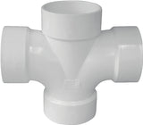 Genova 192190P/05240H Reducing Double Sanitary Pipe Tee, 4 x 2 in, Hub, PVC, SCH 40 Schedule