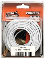 CCI 55667933 Primary Wire, 16 ga Wire, 60 VDC, Copper Conductor, White Sheath, 24 ft L